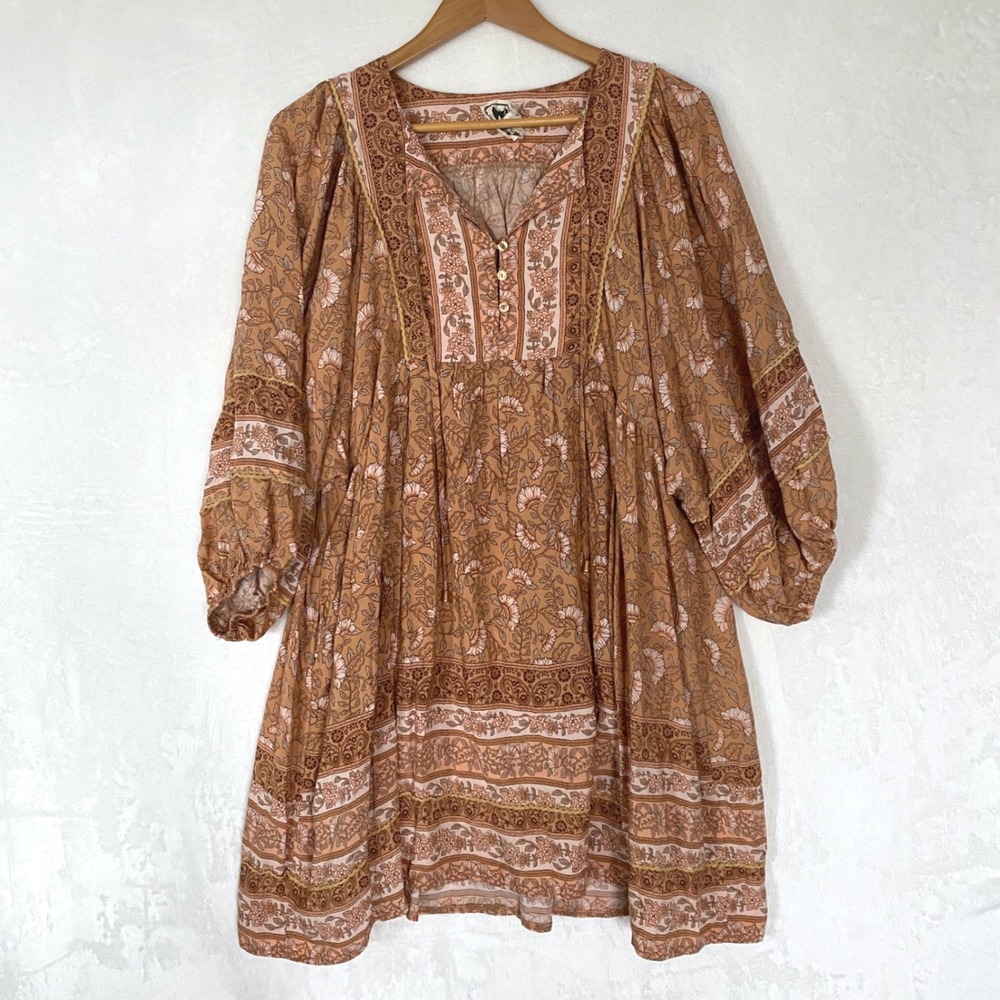 Jaase‎ Australia Boho Floral Tiered Mini Dress With Tassels XS Festival Romantic